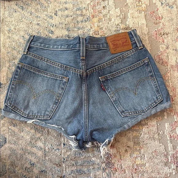 Levi's Blue Jean Shorts Distressed Cut-Off Style - Picture 2 of 4